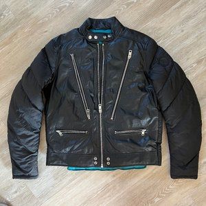 New Mens Diesel Street Style Leather & Down Biker Jacket